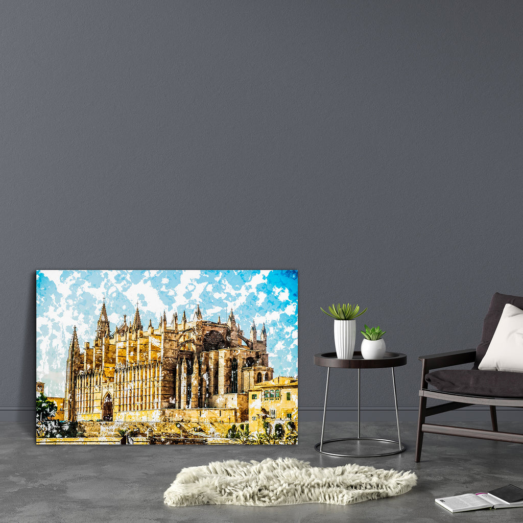 Cathedral Of Palma De Mallorca, Spain D2 Canvas Painting Synthetic Frame-Paintings MDF Framing-AFF_FR-IC 5005662 IC 5005662, Ancient, Architecture, Art and Paintings, Automobiles, Cities, City Views, Gothic, Historical, Holidays, Landmarks, Medieval, Modern Art, Places, Spanish, Transportation, Travel, Vehicles, Vintage, cathedral, of, palma, de, mallorca, spain, d2, canvas, painting, synthetic, frame, art, attraction, balearic, beautiful, big, blue, building, capital, church, city, destination, destination