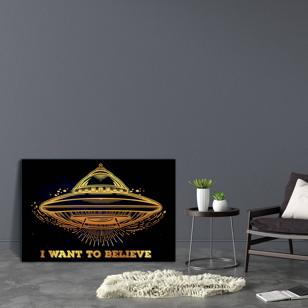 Alien Spaceship D3 Canvas Painting Synthetic Frame - Paintings MDF Framing - ArtzFolio.com