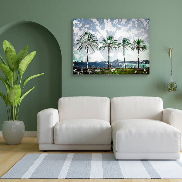 Palm Trees Along Coast In Palma De Mallorca, Spain D1 Canvas Painting Synthetic Frame-Paintings MDF Framing-AFF_FR-IC 5005679 IC 5005679, Ancient, Automobiles, Cities, City Views, Historical, Holidays, Landscapes, Medieval, Modern Art, Nature, People, Scenic, Spanish, Transportation, Travel, Tropical, Vehicles, Vintage, palm, trees, along, coast, in, palma, de, mallorca, spain, d1, canvas, painting, for, bedroom, living, room, engineered, wood, frame, balearic, bay, beach, beautiful, blue, city, coastal, co