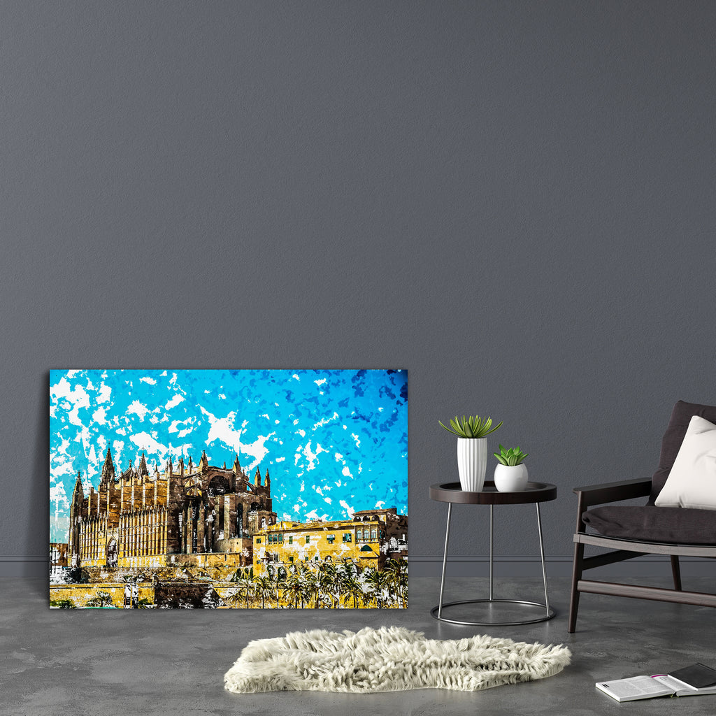 Cathedral Of Palma De Mallorca, Spain D3 Canvas Painting Synthetic Frame-Paintings MDF Framing-AFF_FR-IC 5005680 IC 5005680, Ancient, Architecture, Art and Paintings, Automobiles, Cities, City Views, Gothic, Historical, Holidays, Landmarks, Medieval, Modern Art, Places, Spanish, Transportation, Travel, Vehicles, Vintage, cathedral, of, palma, de, mallorca, spain, d3, canvas, painting, synthetic, frame, art, attraction, balearic, beautiful, big, blue, building, capital, church, city, destination, destination
