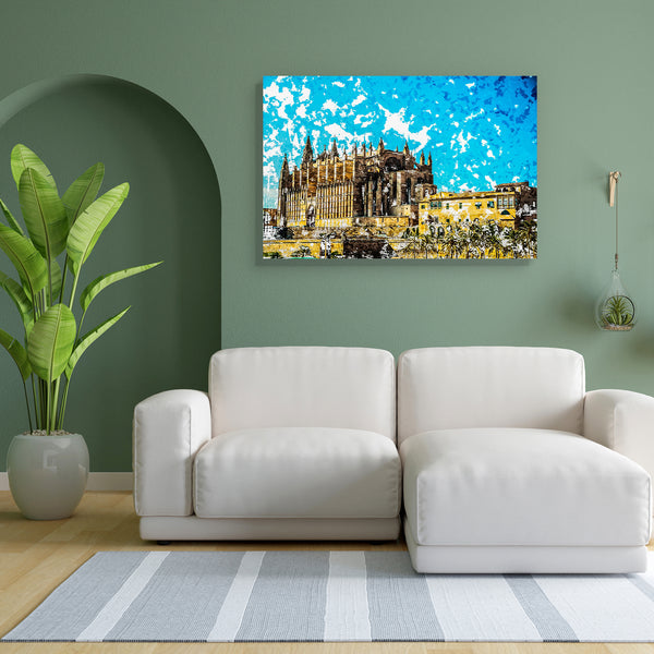 Cathedral Of Palma De Mallorca, Spain D3 Canvas Painting Synthetic Frame-Paintings MDF Framing-AFF_FR-IC 5005680 IC 5005680, Ancient, Architecture, Art and Paintings, Automobiles, Cities, City Views, Gothic, Historical, Holidays, Landmarks, Medieval, Modern Art, Places, Spanish, Transportation, Travel, Vehicles, Vintage, cathedral, of, palma, de, mallorca, spain, d3, canvas, painting, for, bedroom, living, room, engineered, wood, frame, art, attraction, balearic, beautiful, big, blue, building, capital, chu