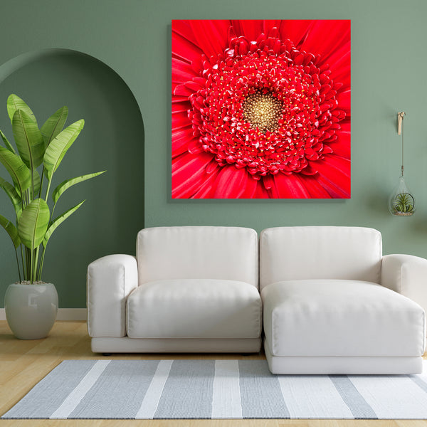 Red Gerbera Bloom Canvas Painting Synthetic Frame-Paintings MDF Framing-AFF_FR-IC 5005688 IC 5005688, Botanical, Floral, Flowers, Nature, Scenic, red, gerbera, bloom, canvas, painting, for, bedroom, living, room, engineered, wood, frame, aster, background, blossom, center, close, up, daisy, flower, fresh, head, natural, petal, plant, square, stamen, texture, yellow, artzfolio, wall decor for living room, wall frames for living room, frames for living room, wall art, canvas painting, wall frame, scenery, pan