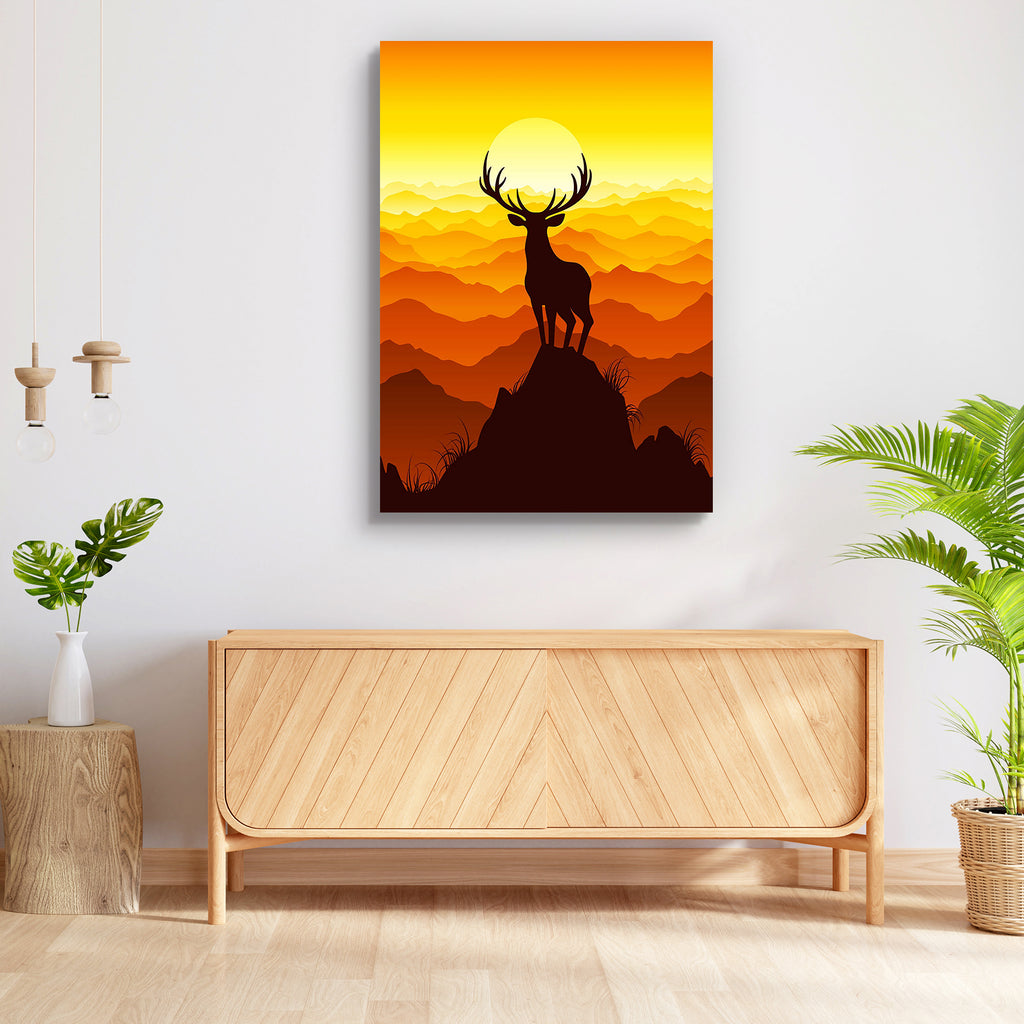 Deer at Sunset Peel & Stick Vinyl Wall Sticker-Laminated Wall Stickers-ART_VN_UN-IC 5005733 IC 5005733, Animals, Black, Black and White, Illustrations, Landscapes, Mountains, Nature, Panorama, Scenic, Sunrises, Sunsets, Urban, Wildlife, deer, at, sunset, peel, stick, vinyl, wall, sticker, moose, silhouette, stag, antlers, adventure, animal, background, beautiful, big, dawn, daybreak, daylight, decline, fog, grass, hill, illustration, land, landscape, mammal, morning, mountain, range, non, orange, outdoors, 