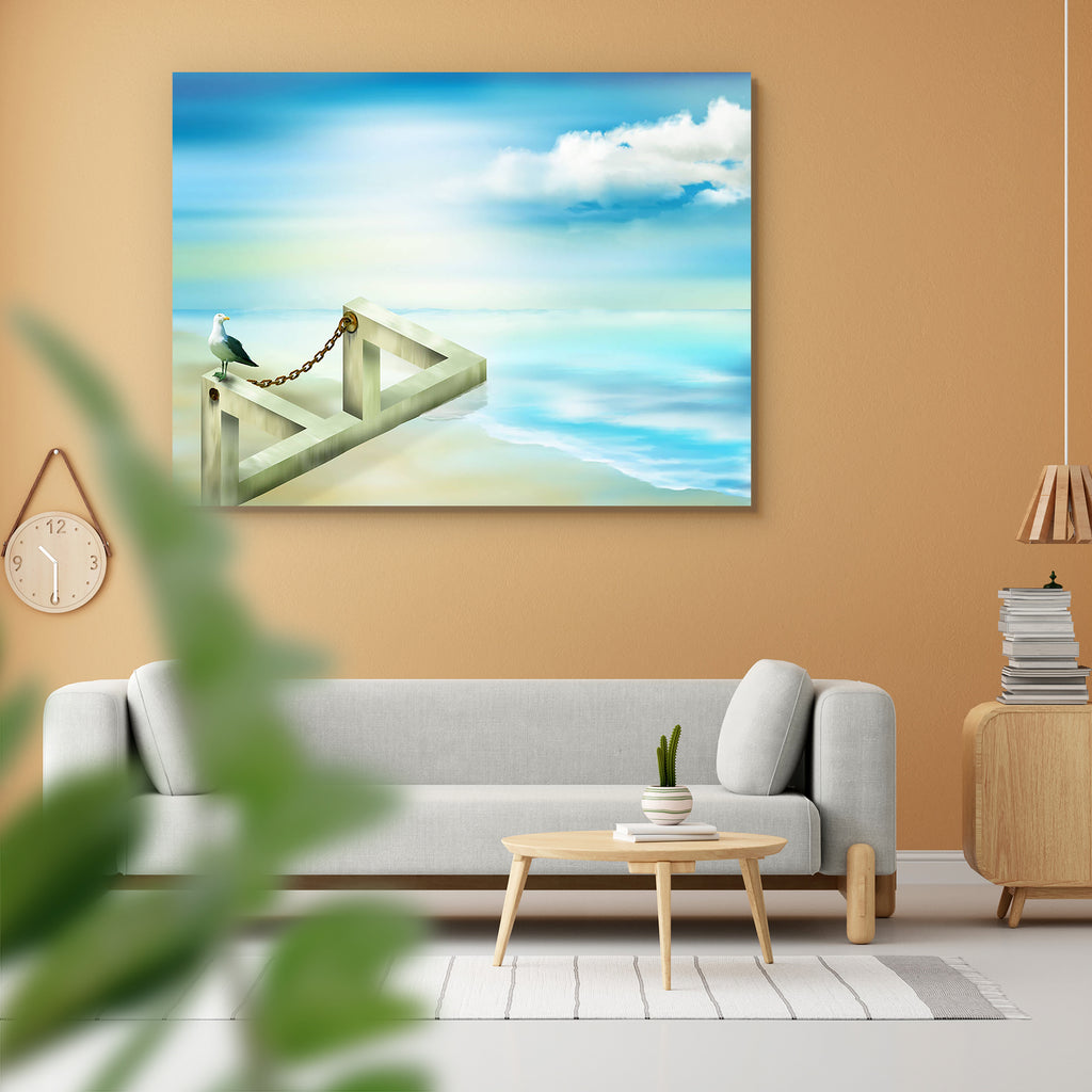 Impossible Structure on the Seashore Peel & Stick Vinyl Wall Sticker-Laminated Wall Stickers-ART_VN_UN-IC 5005737 IC 5005737, Art and Paintings, Birds, Fantasy, Geometric, Geometric Abstraction, Illustrations, Perspective, Surrealism, Triangles, impossible, structure, on, the, seashore, peel, stick, vinyl, wall, sticker, optical, illusion, angular, art, beach, bird, blue, calm, chain, daybreak, dream, dreamscape, imagination, mirage, mystery, peaceful, puzzle, sand, sea, seagull, seascape, serene, shore, sp