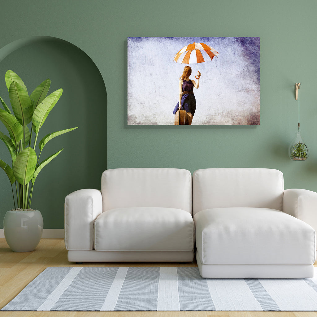 Lonely Girl With Suitcase & Umbrella Peel & Stick Vinyl Wall Sticker-Laminated Wall Stickers-ART_VN_UN-IC 5005762 IC 5005762, Adult, Ancient, Automobiles, Fashion, Historical, Medieval, Modern Art, Nature, Realism, Retro, Scenic, Surrealism, Transportation, Travel, Vehicles, Vintage, lonely, girl, with, suitcase, umbrella, peel, stick, vinyl, wall, sticker, surreal, alone, autumn, bag, beautiful, beauty, classic, clothes, color, countryside, dress, emotion, fall, female, free, freedom, keep, look, modern, o