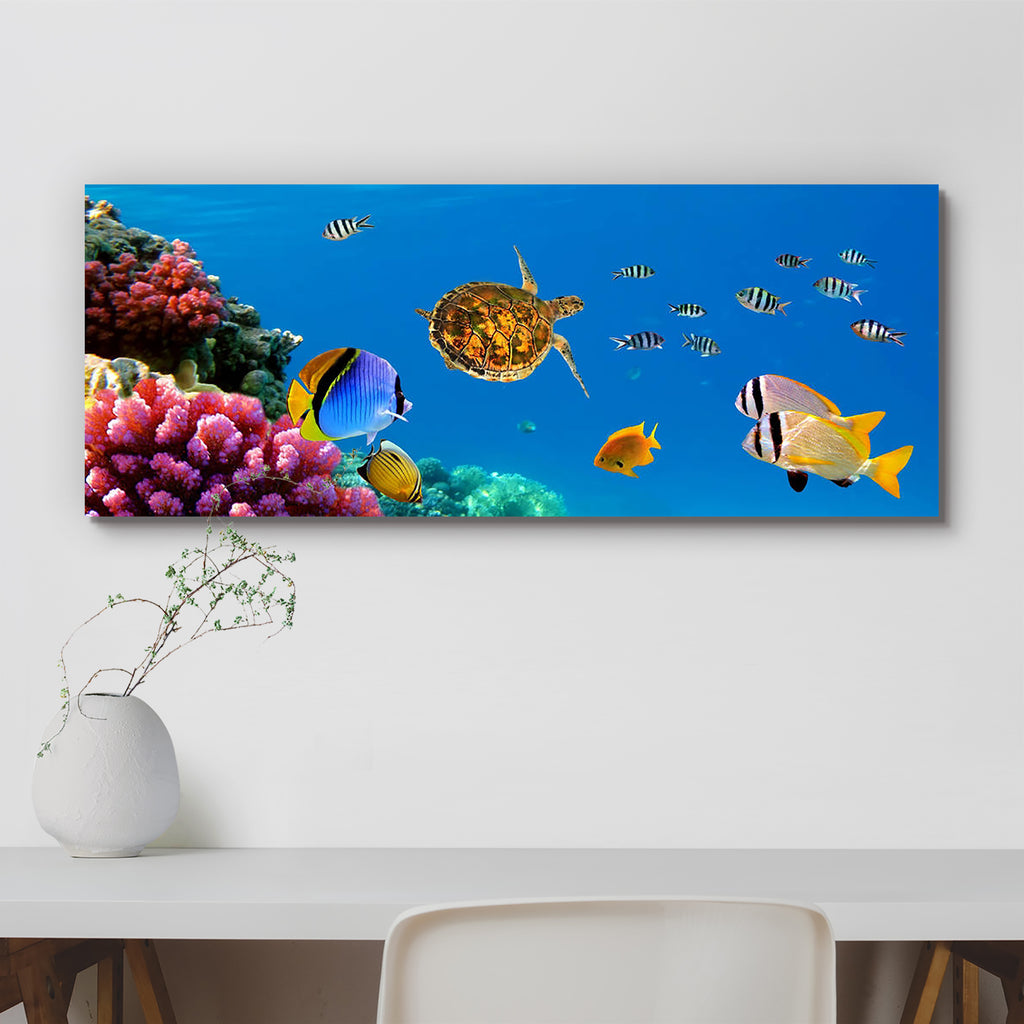 Underwater Panorama with Turtle & Coral Reef Peel & Stick Vinyl Wall Sticker-Laminated Wall Stickers-ART_VN_UN-IC 5005763 IC 5005763, Animals, Asian, Automobiles, Eygptian, God Ram, Hinduism, Landscapes, Nature, Panorama, Scenic, Transportation, Travel, Tropical, Vehicles, underwater, with, turtle, coral, reef, peel, stick, vinyl, wall, sticker, panoramic, angelfish, animal, asia, blue, butterflyfish, caribbean, couple, deep, destination, diving, exotic, fish, fishes, islands, landscape, maldives, marine, o
