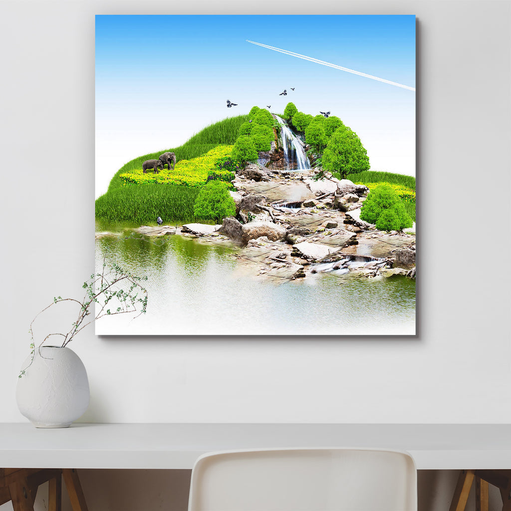 Island With Vegetation & A Waterfall Peel & Stick Vinyl Wall Sticker-Laminated Wall Stickers-ART_VN_UN-IC 5005824 IC 5005824, Astronomy, Automobiles, Birds, Cosmology, Countries, Illustrations, Landscapes, Nature, Nautical, Scenic, Seasons, Signs, Signs and Symbols, Space, Symbols, Transportation, Travel, Vehicles, island, with, vegetation, a, waterfall, peel, stick, vinyl, wall, sticker, air, airplane, atmosphere, beach, coast, coastline, concept, conservation, country, day, design, earth, ecology, elephan