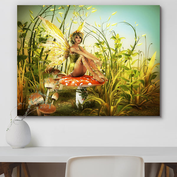 A Little Fairy Sitting On A Fly Agaric Peel & Stick Vinyl Wall Sticker-Laminated Wall Stickers-ART_VN_UN-IC 5005838 IC 5005838, Art and Paintings, Botanical, Fantasy, Floral, Flowers, Nature, a, little, fairy, sitting, on, fly, agaric, peel, stick, vinyl, wall, sticker, for, home, decoration, elf, pixie, fairies, wings, forest, magic, tale, magical, fairytale, butterfly, enchanted, elves, fairytales, mushroom, cute, art, autumn, charmed, colorful, dress, enchanting, fae, fall, female, flower, girl, gold, gr