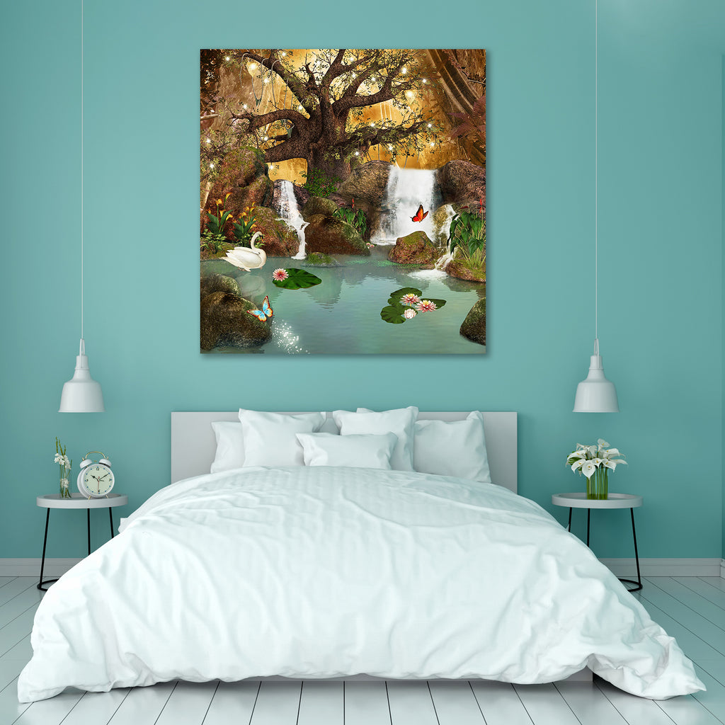 Lake In The Middle Of The Forest Peel & Stick Vinyl Wall Sticker-Laminated Wall Stickers-ART_VN_UN-IC 5005841 IC 5005841, Animals, Birds, Botanical, Fantasy, Floral, Flowers, Foreshortening, Illustrations, Landscapes, Mountains, Nature, Scenic, Tropical, Wooden, lake, in, the, middle, of, forest, peel, stick, vinyl, wall, sticker, enchanted, seoul, animal, backdrop, background, bird, butterflies, calla, exotic, fairy, tale, float, illustration, lagoon, landscape, lights, magic, mere, moss, oak, outdoor, pla