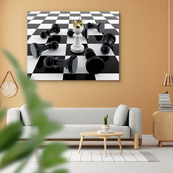 White Pawn With Golden Crown Defeating Enemy Peel & Stick Vinyl Wall Sticker-Laminated Wall Stickers-ART_VN_UN-IC 5005858 IC 5005858, 3D, Black, Black and White, Check, Sports, White, Metallic, pawn, with, golden, crown, defeating, enemy, peel, stick, vinyl, wall, sticker, for, home, decoration, achievement, action, army, authority, battle, battlefield, board, challenge, checkmate, chess, chessboard, choice, competition, conflict, failure, game, gold, group, idea, king, knight, leadership, leisure, loss, me