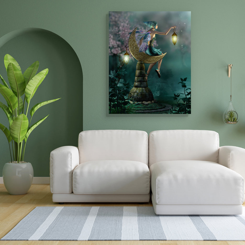 Little Pixie with a Lantern Sitting on Moon Peel & Stick Vinyl Wall Sticker-Laminated Wall Stickers-ART_VN_UN-IC 5005903 IC 5005903, Art and Paintings, Asian, Fantasy, Illustrations, Marble and Stone, Seasons, little, pixie, with, a, lantern, sitting, on, moon, peel, stick, vinyl, wall, sticker, fairy, elf, fairies, mystical, magical, art, wings, tale, fantasia, fairyland, blossom, blue, charming, cherry, cute, dress, enchanting, fae, fairytale, female, flourish, fly, garden, girl, gleam, green, illustratio