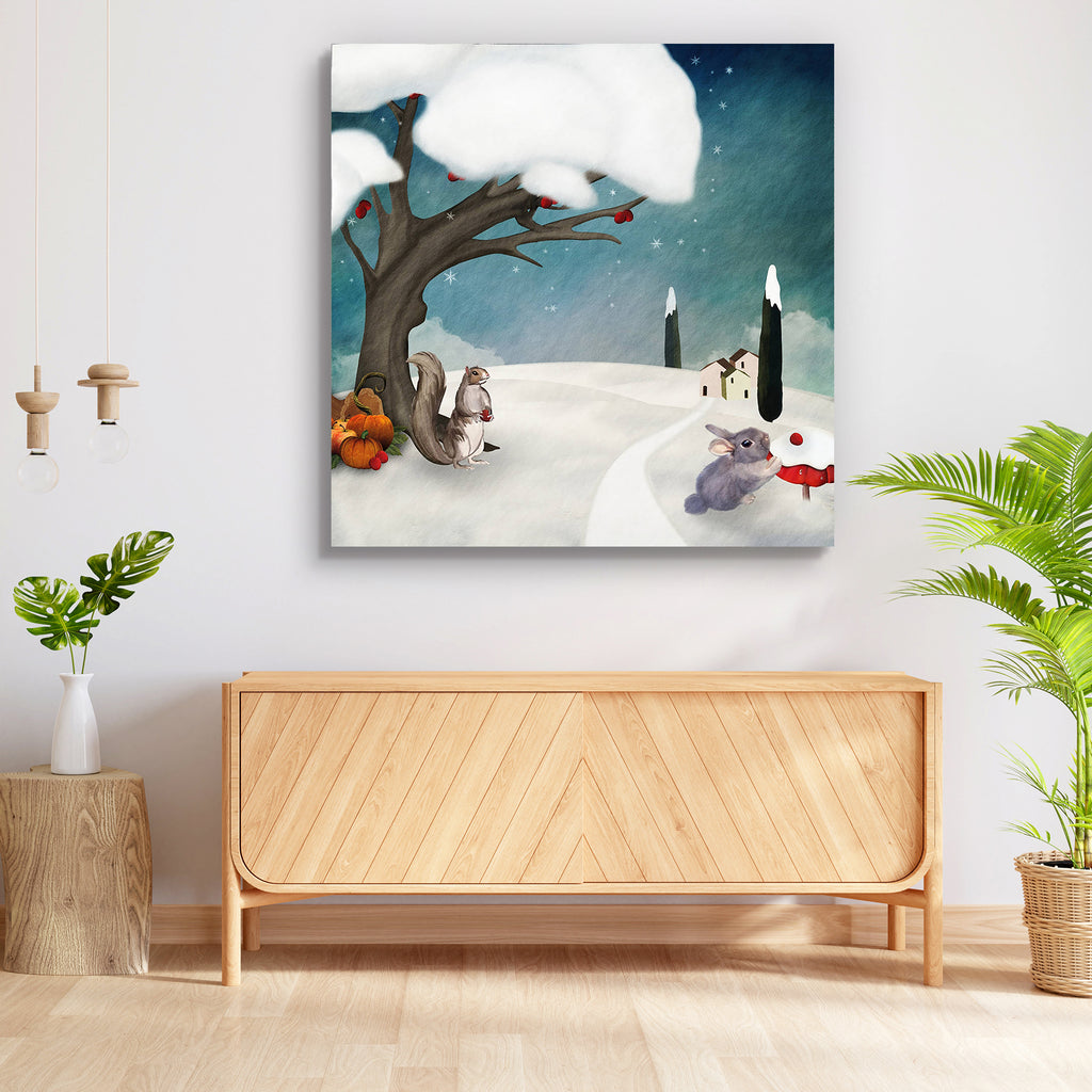 Winter & Animals Peel & Stick Vinyl Wall Sticker-Laminated Wall Stickers-ART_VN_UN-IC 5005978 IC 5005978, Animals, Black and White, Cuisine, Digital, Digital Art, Food, Food and Beverage, Food and Drink, Graphic, Illustrations, Landscapes, Mountains, Nature, Pets, Scenic, Seasons, White, Wildlife, Wooden, winter, peel, stick, vinyl, wall, sticker, animal, apples, berries, clouds, cold, cornucopia, cypress, enchanted, fable, fairy, tale, fairytale, forest, hill, illustration, landscape, leaves, magic, mushro