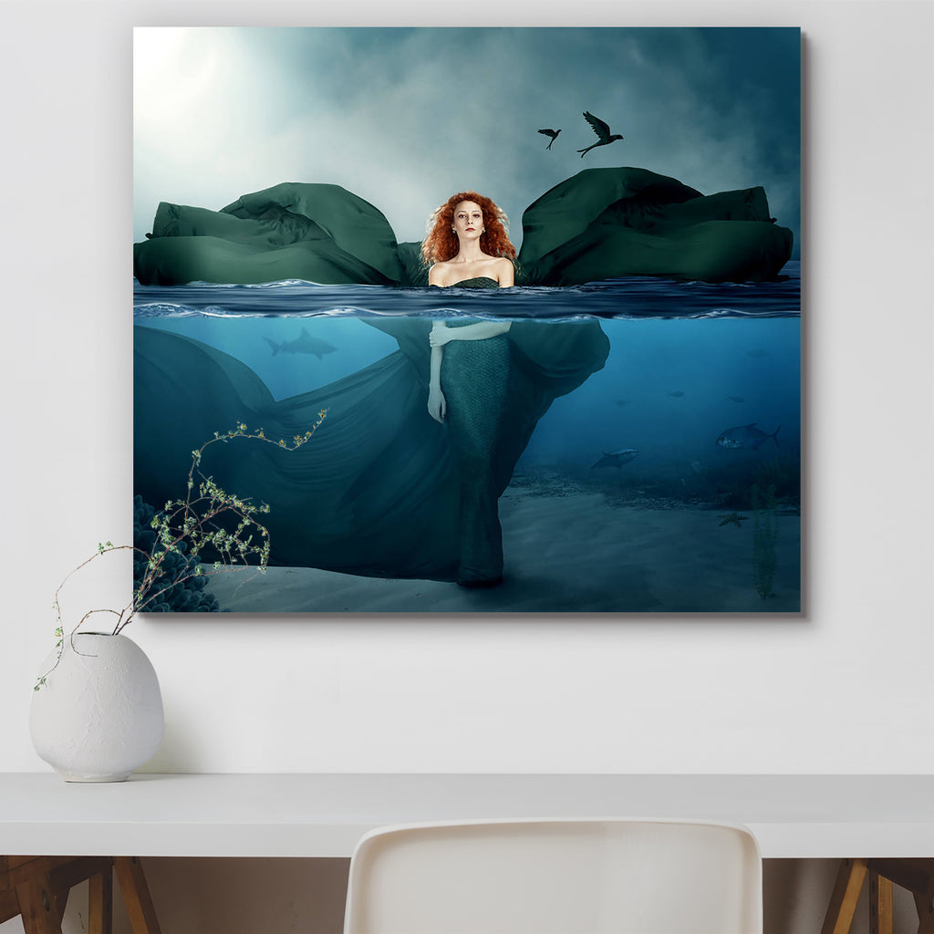 Red Haired Goddes Standing In The Water Peel & Stick Vinyl Wall Sticker-Laminated Wall Stickers-ART_VN_UN-IC 5006002 IC 5006002, Birds, Fantasy, Mermaid, Nature, Religion, Religious, Scenic, Surrealism, red, haired, goddes, standing, in, the, water, peel, stick, vinyl, wall, sticker, wet, blue, beautiful, young, turquoise, splashing, manipulated, liquid, freshness, ocean, surreal, bird, fuzzy, blowing, fabric, fish, scales, shark, sea, magic, mythology, woman, underwater, tale, pretty, beauty, deep, bubbles