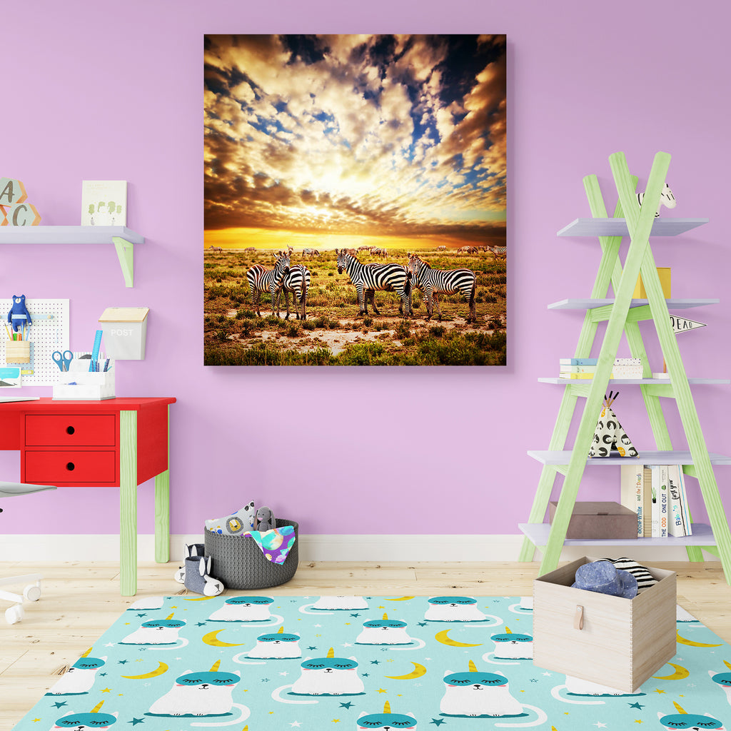 Zebras Herd, Safari in Tanzania, Africa Peel & Stick Vinyl Wall Sticker-Laminated Wall Stickers-ART_VN_UN-IC 5006003 IC 5006003, African, Animals, Black, Black and White, Family, Individuals, Landscapes, Nature, Plain, Portraits, Scenic, Sports, Stripes, Sunsets, White, Wildlife, zebras, herd, safari, in, tanzania, africa, peel, stick, vinyl, wall, sticker, adventure, afternoon, animal, beautiful, dramatic, dusk, evening, game, golden, grass, grassland, grassy, land, landscape, mammal, many, national, orang