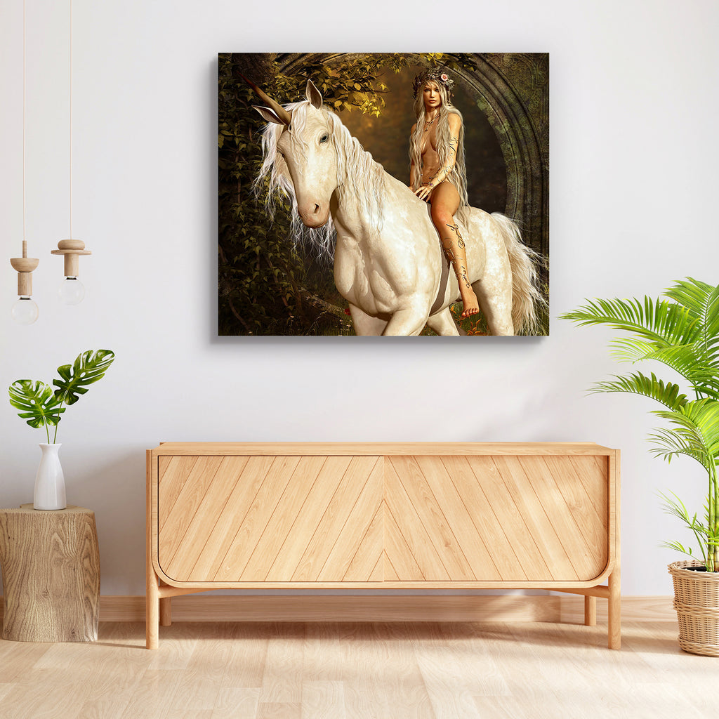 Maiden Riding A Unicorn Peel & Stick Vinyl Wall Sticker-Laminated Wall Stickers-ART_VN_UN-IC 5006010 IC 5006010, Art and Paintings, Black and White, Botanical, Fantasy, Floral, Flowers, Illustrations, Nature, White, maiden, riding, a, unicorn, peel, stick, vinyl, wall, sticker, fairy, horse, unicorns, art, woman, and, pixie, fairies, blond, blonde, charming, cute, elf, enchanting, fae, fairyland, fairytale, female, flourish, flower, forest, garden, gate, gentle, gentleness, girl, gold, horn, illustration, j
