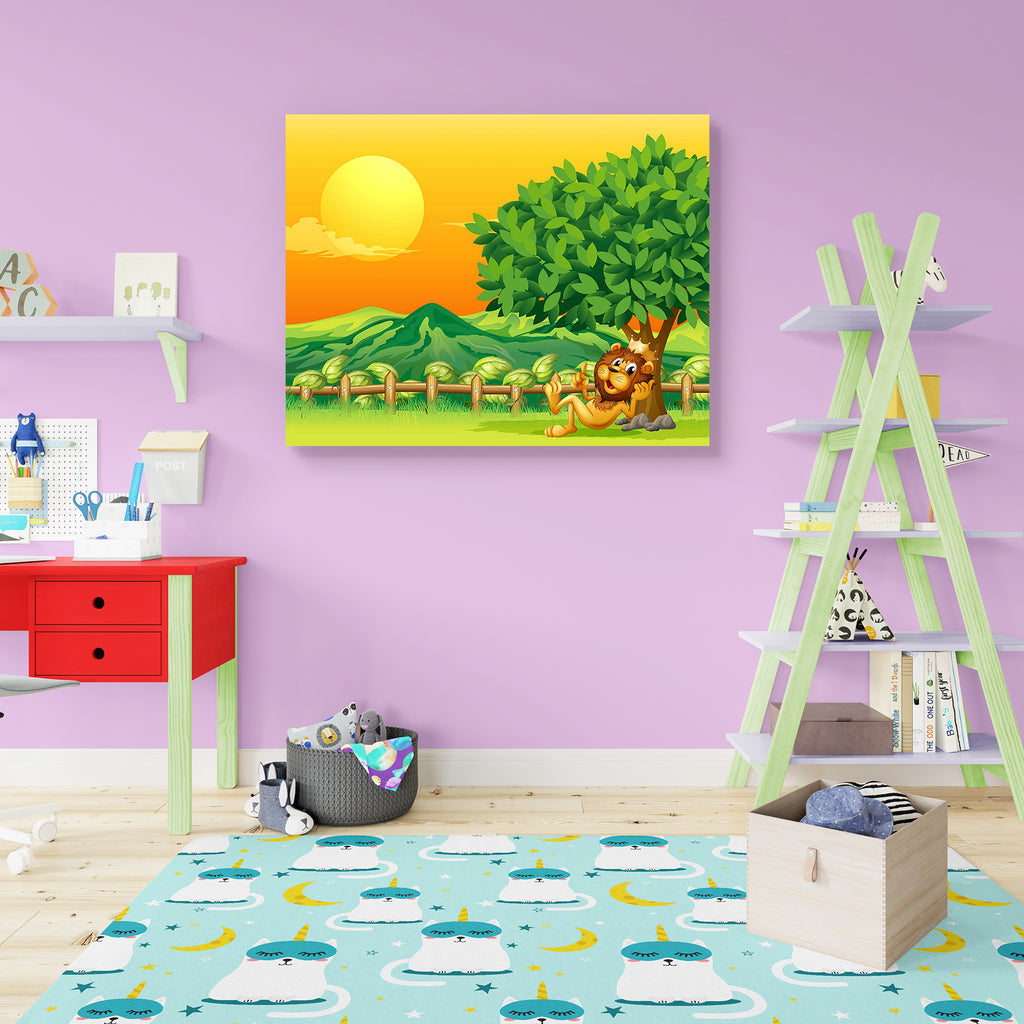 King Lion D1 Peel & Stick Vinyl Wall Sticker-Laminated Wall Stickers-ART_VN_UN-IC 5006013 IC 5006013, Animals, Animated Cartoons, Art and Paintings, Caricature, Cartoons, Digital, Digital Art, Drawing, Graphic, Illustrations, Landscapes, Marble and Stone, Mountains, Nature, Scenic, king, lion, d1, peel, stick, vinyl, wall, sticker, cartoon, animal, clip, art, clipart, clouds, crown, ears, eyes, fence, field, gold, grass, green, hands, hills, illustration, image, landscape, leaves, legs, moon, mountain, mout