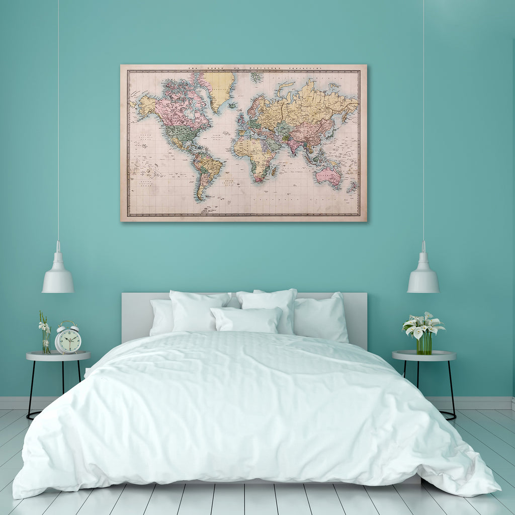 World Map on Mercators Projection Circa 1860 Peel & Stick Vinyl Wall Sticker-Laminated Wall Stickers-ART_VN_UN-IC 5006019 IC 5006019, Ancient, Countries, Hand Drawn, Historical, Maps, Medieval, Retro, Vintage, world, map, on, mercators, projection, circa, 1860, peel, stick, vinyl, wall, sticker, old, antique, of, the, with, atlas, globe, adventure, authentic, background, brown, burnt, cartography, continents, creased, dirty, discovery, earth, exploration, faded, genuine, geography, global, grunge, grungy, h