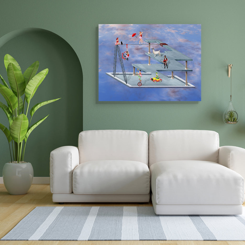Surreal Circus Peel & Stick Vinyl Wall Sticker-Laminated Wall Stickers-ART_VN_UN-IC 5006024 IC 5006024, Architecture, Art and Paintings, Cars, Entertainment, Fantasy, Geometric, Geometric Abstraction, Illustrations, People, Surrealism, surreal, circus, peel, stick, vinyl, wall, sticker, optical, illusion, angular, arena, art, balance, bizarre, cat, clown, concept, danger, dream, dreamscape, entertain, extraordinary, fun, high, wire, illustration, impossible, juggle, juggler, lama, levels, llama, paradox, pe