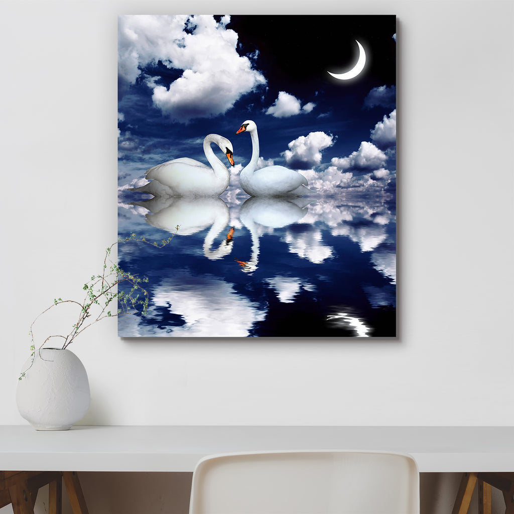 Two White Swans D2 Peel & Stick Vinyl Wall Sticker-Laminated Wall Stickers-ART_VN_UN-IC 5006062 IC 5006062, Animals, Birds, Black, Black and White, Fantasy, Love, Nature, Romance, Scenic, White, two, swans, d2, peel, stick, vinyl, wall, sticker, swan, affectionate, animal, beauty, bird, couple, crescent, dark, dream, elegance, eternity, fairytale, lake, loving, moon, moonlight, mute, mystery, night, pair, pond, ripple, scene, sky, sleeping, star, togetherness, tranquil, twilight, twosome, water, waterfowl, 