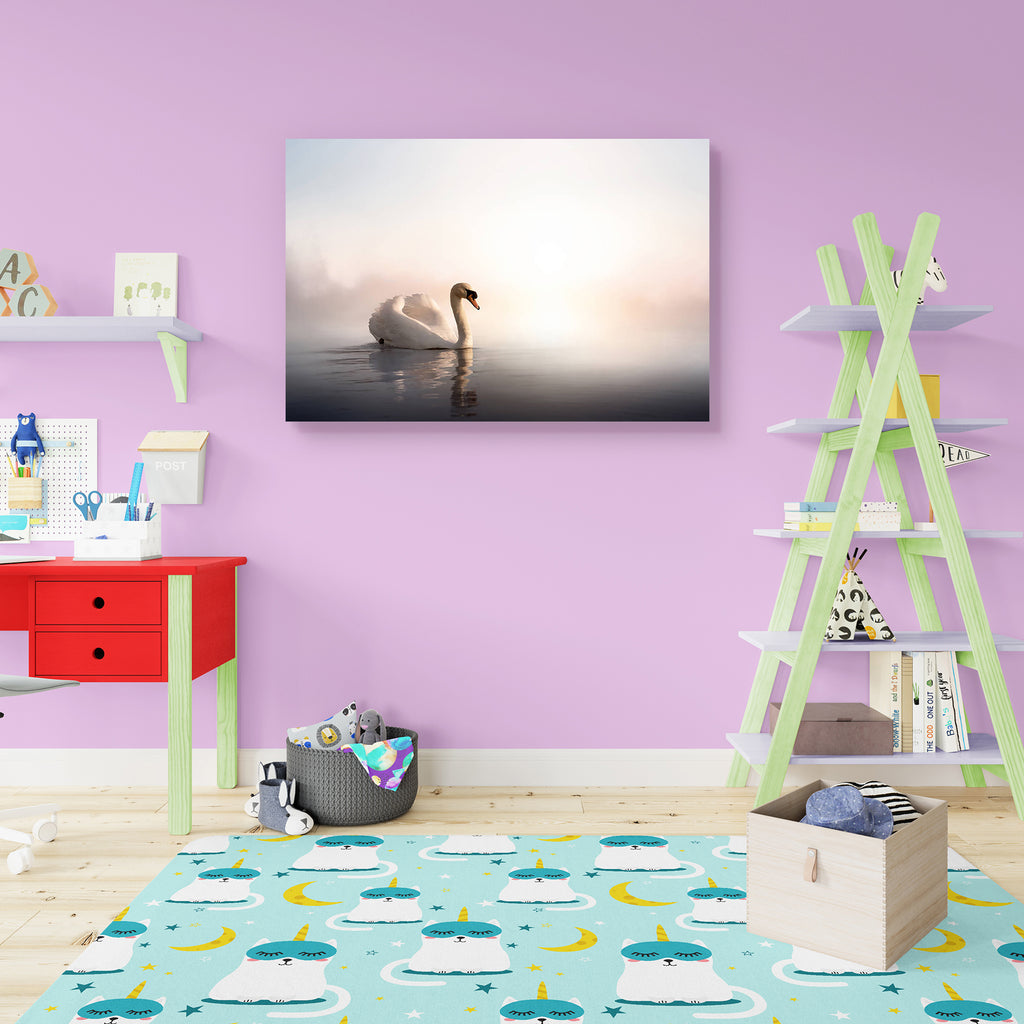Swan Floating On The Water Peel & Stick Vinyl Wall Sticker-Laminated Wall Stickers-ART_VN_UN-IC 5006067 IC 5006067, Birds, Black and White, Landscapes, Love, Nature, Romance, Scenic, Signs and Symbols, Sunrises, Sunsets, Symbols, White, Wildlife, swan, floating, on, the, water, peel, stick, vinyl, wall, sticker, background, beautiful, beauty, bird, blue, bright, calm, day, elegant, graceful, horizon, lake, landscape, light, lovely, mirror, mist, morning, peace, peaceful, purity, reflection, scene, single, s