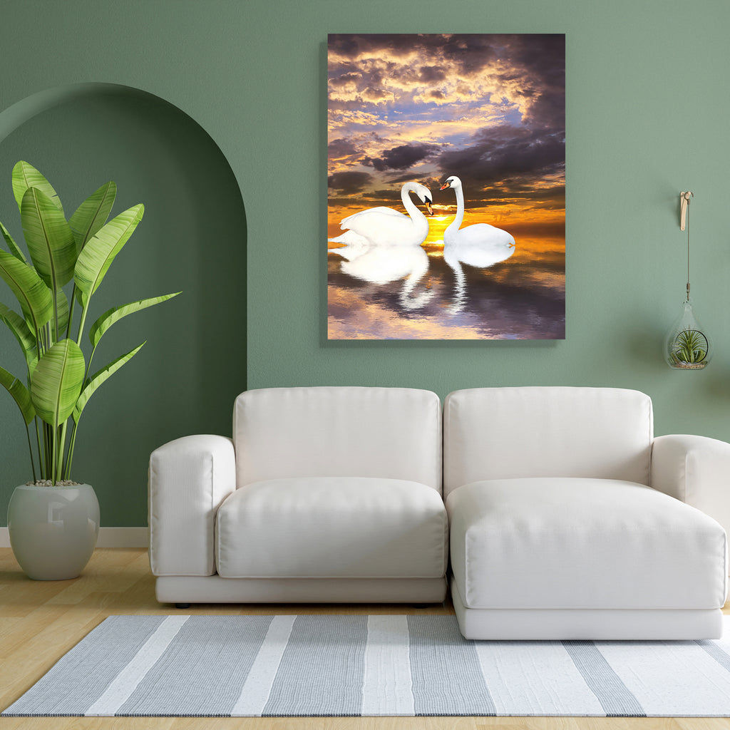 Two White Swans D4 Peel & Stick Vinyl Wall Sticker-Laminated Wall Stickers-ART_VN_UN-IC 5006080 IC 5006080, Animals, Birds, Black and White, Love, Nature, Romance, Scenic, Signs and Symbols, Sunrises, Sunsets, Symbols, White, two, swans, d4, peel, stick, vinyl, wall, sticker, animal, beauty, bird, couple, day, elegance, eternity, friendship, lake, loving, mute, swan, pair, pond, ripple, scene, sky, sun, sunrise, sunset, swimming, symbol, togetherness, tranquil, twosome, water, artzfolio, wall sticker, wall 