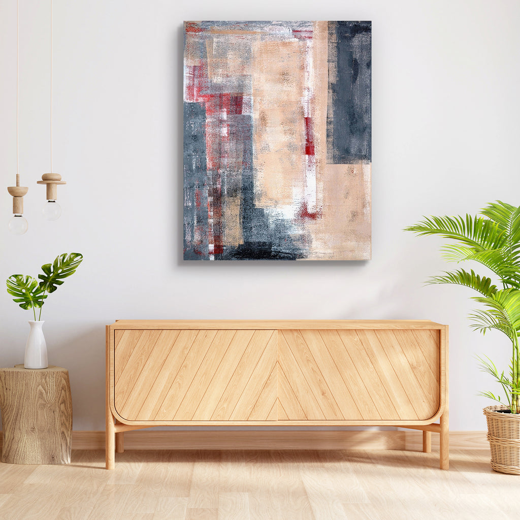 Abstract Grey & Beige Artwork Peel & Stick Vinyl Wall Sticker - Laminated Wall Stickers - ArtzFolio.com