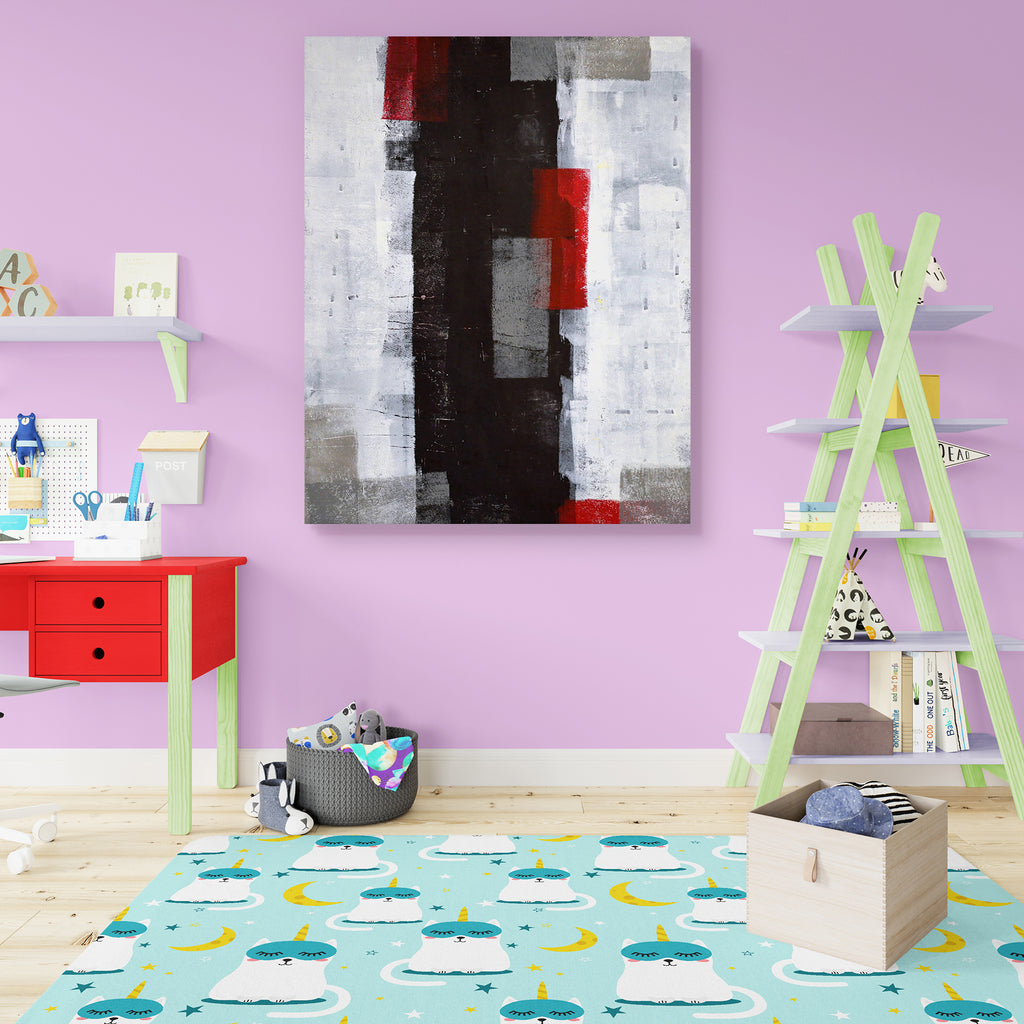 Abstract Grey & Red Artwork Peel & Stick Vinyl Wall Sticker - Laminated Wall Stickers - ArtzFolio.com