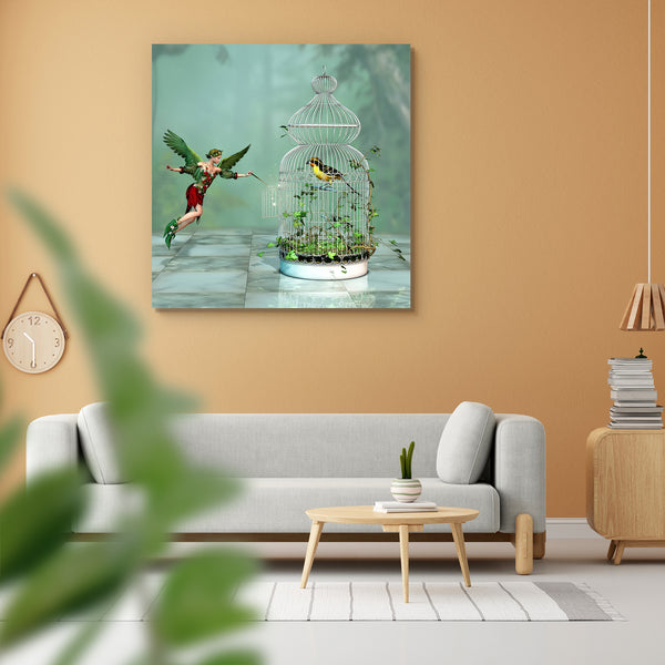 Bird freed out of the Cage by a Fairy Peel & Stick Vinyl Wall Sticker-Laminated Wall Stickers-ART_VN_UN-IC 5006110 IC 5006110, 3D, Art and Paintings, Birds, Botanical, Digital, Digital Art, Fantasy, Floral, Flowers, Graphic, Illustrations, Nature, bird, freed, out, of, the, cage, by, a, fairy, peel, stick, vinyl, wall, sticker, for, home, decoration, art, birdcage, charming, conjure, creeper, dress, elf, enchanting, fae, fairyland, fairytale, female, flower, forest, gate, girl, gleam, green, illustration, l