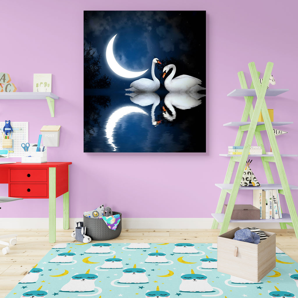 Two White Swans D6 Peel & Stick Vinyl Wall Sticker-Laminated Wall Stickers-ART_VN_UN-IC 5006118 IC 5006118, Animals, Birds, Black, Black and White, Fantasy, Love, Nature, Romance, Scenic, White, two, swans, d6, peel, stick, vinyl, wall, sticker, swan, affectionate, animal, beauty, bird, couple, crescent, dark, dream, elegance, eternity, fairytale, lake, loving, moon, moonlight, mute, mystery, night, pair, pond, ripple, scene, sky, sleeping, star, togetherness, tranquil, twilight, twosome, water, waterfowl, 