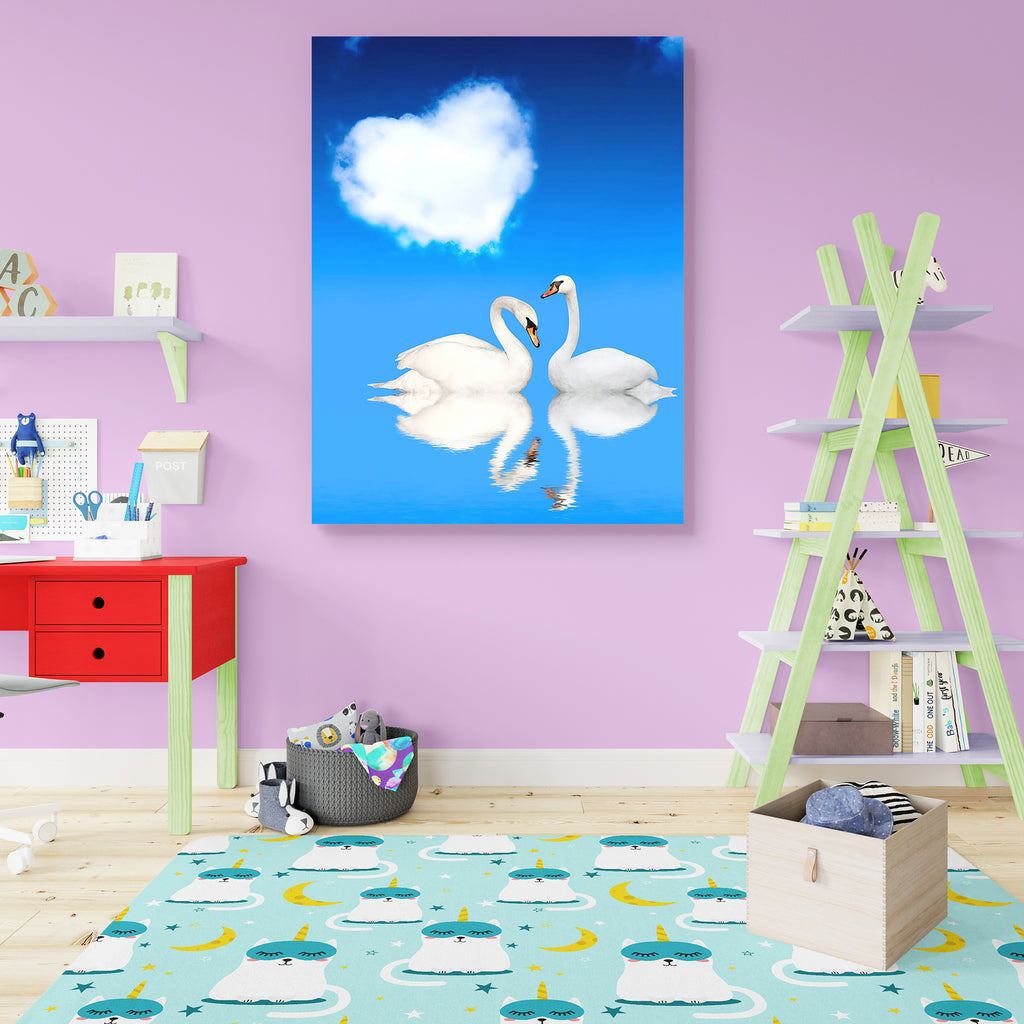 Two White Swans D7 Peel & Stick Vinyl Wall Sticker-Laminated Wall Stickers-ART_VN_UN-IC 5006140 IC 5006140, Animals, Art and Paintings, Birds, Black and White, Hearts, Love, Nature, Romance, Scenic, Signs and Symbols, Symbols, White, two, swans, d7, peel, stick, vinyl, wall, sticker, affectionate, animal, beauty, bird, blue, cloud, couple, elegance, enamored, eternity, friendship, heart, lake, loving, mute, swan, pair, pond, ripple, scene, sky, stream, swimming, symbol, togetherness, tranquil, twosome, vale