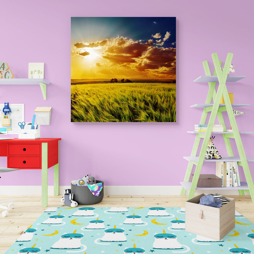 Orange Sunset Over Green Field Peel & Stick Vinyl Wall Sticker-Laminated Wall Stickers-ART_VN_UN-IC 5006164 IC 5006164, Countries, Culture, Ethnic, Landscapes, Mountains, Nature, Rural, Scenic, Seasons, Sunrises, Sunsets, Traditional, Tribal, World Culture, orange, sunset, over, green, field, peel, stick, vinyl, wall, sticker, agriculture, background, blue, bright, cloud, cloudscape, color, colorful, country, countryside, dramatic, dusk, environment, evening, farm, fresh, grass, hill, horizon, idyllic, land