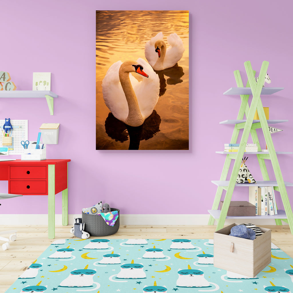 Pair of Swans Peel & Stick Vinyl Wall Sticker-Laminated Wall Stickers-ART_VN_UN-IC 5006217 IC 5006217, Animals, Birds, Black and White, Nature, Scenic, Sunsets, White, Wildlife, pair, of, swans, peel, stick, vinyl, wall, sticker, animal, beak, bill, bird, close, cygnus, feather, graceful, horizontal, lake, mute, ornithology, peaceful, plumage, pond, reflection, sunset, swan, swimming, water, waterfowl, wild, wings, artzfolio, wall sticker, wall stickers, wallpaper sticker, wall stickers for bedroom, wall de