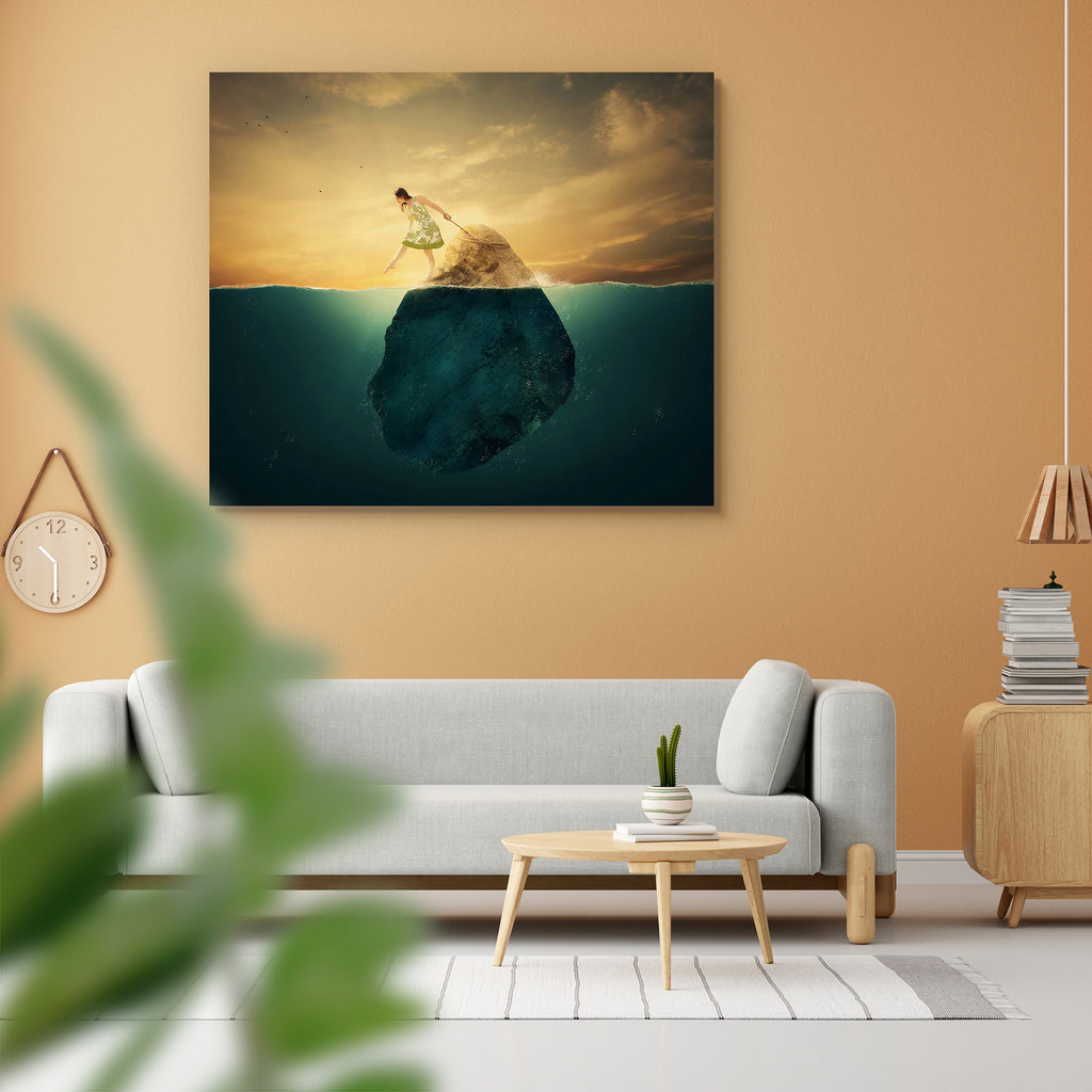Woman Tied To A Rock In The Deep Waters Peel & Stick Vinyl Wall Sticker-Laminated Wall Stickers-ART_VN_UN-IC 5006269 IC 5006269, Marble and Stone, Nature, Scenic, Sunrises, Sunsets, Surrealism, woman, tied, to, a, rock, in, the, deep, waters, peel, stick, vinyl, wall, sticker, surreal, blue, girl, lake, lost, ocean, sky, stone, sunrise, sunset, water, waves, artzfolio, wall sticker, wall stickers, wallpaper sticker, wall stickers for bedroom, wall decoration items for bedroom, wall decor for bedroom, wall s