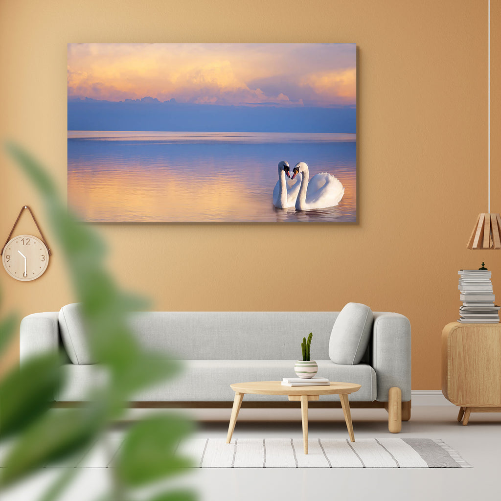 Two White Swans On A Lake Peel & Stick Vinyl Wall Sticker-Laminated Wall Stickers-ART_VN_UN-IC 5006274 IC 5006274, Art and Paintings, Birds, Black and White, Family, Hearts, Landscapes, Love, Nature, Romance, Scenic, Signs and Symbols, Sunrises, Sunsets, Symbols, Wedding, White, Wildlife, two, swans, on, a, lake, peel, stick, vinyl, wall, sticker, beautiful, beauty, bird, blue, bright, calm, couple, day, elegant, floating, graceful, happiness, heart, kiss, landscape, light, lovely, mirror, mist, morning, pa
