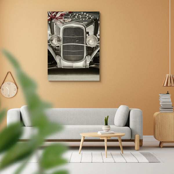 Hotrod Car with American Flag Peel & Stick Vinyl Wall Sticker-Laminated Wall Stickers-ART_VN_UN-IC 5006320 IC 5006320, American, Ancient, Automobiles, Cars, Flags, Historical, Medieval, Retro, Signs, Signs and Symbols, Sports, Stripes, Transportation, Travel, Vehicles, Vintage, Metallic, hotrod, car, with, flag, peel, stick, vinyl, wall, sticker, for, home, decoration, antique, auto, automobile, bumper, chrome, classic, classical, close, up, custom, made, design, detail, drive, front, grill, headlight, hist