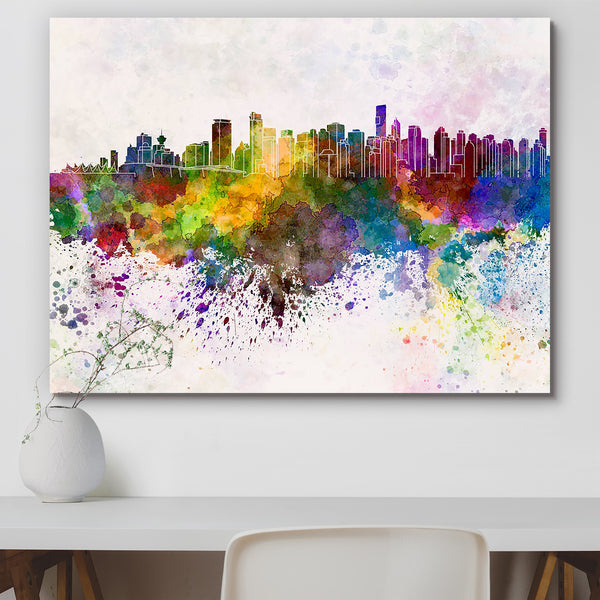 Vancouver Skyline, Coastal Seaport City in Canada Peel & Stick Vinyl Wall Sticker-Laminated Wall Stickers-ART_VN_UN-IC 5006373 IC 5006373, Abstract Expressionism, Abstracts, American, Ancient, Architecture, Art and Paintings, Cities, City Views, Historical, Illustrations, Landmarks, Medieval, Panorama, Places, Semi Abstract, Skylines, Splatter, Vintage, Watercolour, vancouver, skyline, coastal, seaport, city, in, canada, peel, stick, vinyl, wall, sticker, for, home, decoration, abstract, art, bright, britis