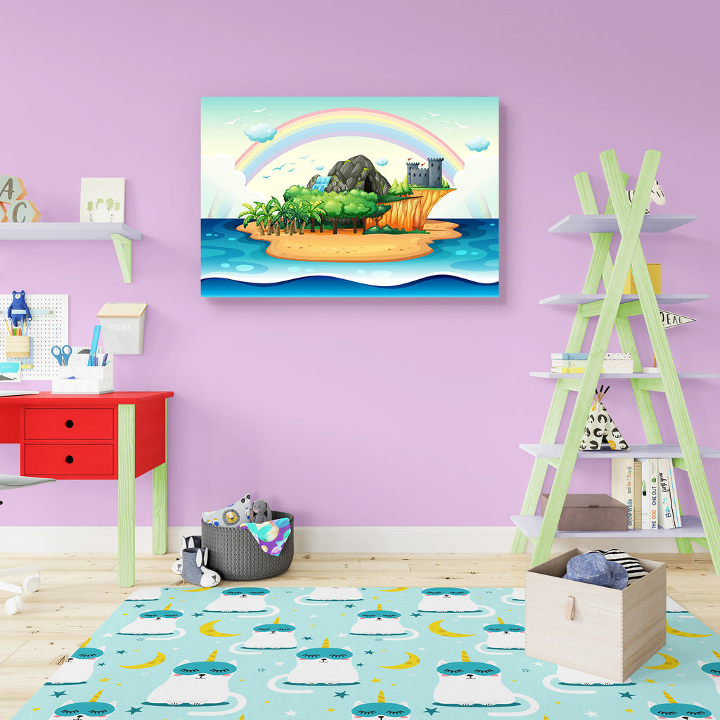 Desert Island Peel & Stick Vinyl Wall Sticker-Laminated Wall Stickers-ART_VN_UN-IC 5006374 IC 5006374, Animated Cartoons, Art and Paintings, Birds, Caricature, Cartoons, Digital, Digital Art, Drawing, Fantasy, Graphic, Holidays, Illustrations, Landscapes, Scenic, Wooden, desert, island, peel, stick, vinyl, wall, sticker, building, cartoon, castel, cave, clipart, clouds, coconuts, colorful, forest, green, illustration, jungle, landscape, ocean, outdoors, outside, picture, pine, rainbow, scene, scenery, sea, 
