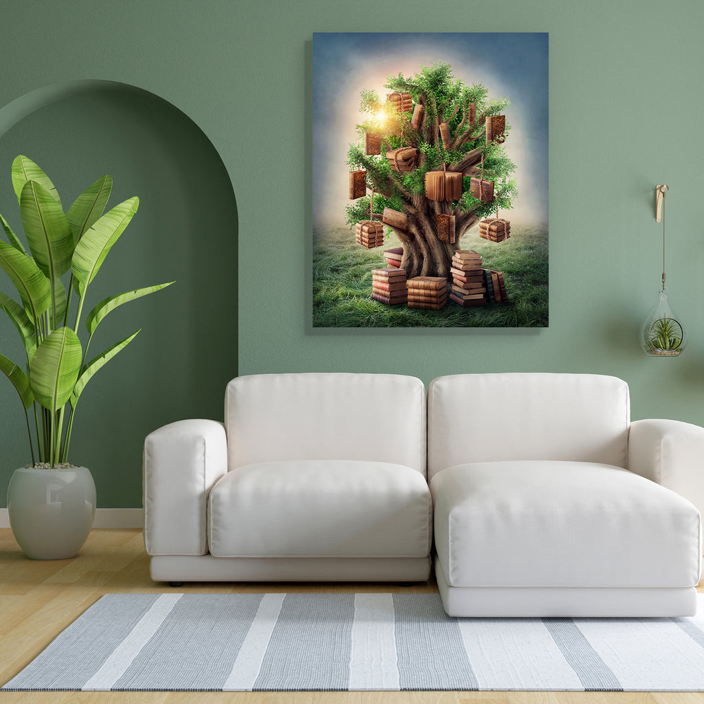 Tree Of Knowledge In The Meadow Peel & Stick Vinyl Wall Sticker-Laminated Wall Stickers-ART_VN_UN-IC 5006418 IC 5006418, Ancient, Books, Calligraphy, Collages, Education, Fantasy, Historical, Landscapes, Medieval, Nature, Retro, Scenic, Schools, Science Fiction, Signs, Signs and Symbols, Surrealism, Symbols, Universities, Vintage, Wooden, tree, of, knowledge, in, the, meadow, peel, stick, vinyl, wall, sticker, literature, book, surreal, literary, story, stories, literacy, bibliophile, brown, collage, concep