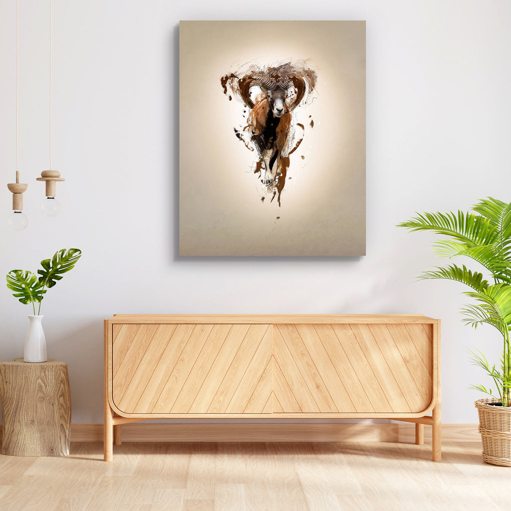 Abstract Animal Mouflon Peel & Stick Vinyl Wall Sticker - Laminated Wall Stickers - ArtzFolio.com