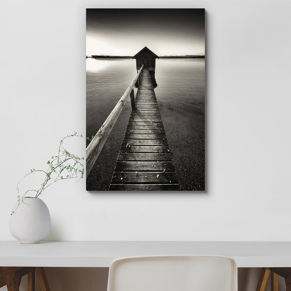 Old Wooden Boathouse At A Lake Peel & Stick Vinyl Wall Sticker-Laminated Wall Stickers-ART_VN_UN-IC 5006499 IC 5006499, Black and White, Landscapes, Nature, Perspective, Photography, Scenic, White, old, wooden, boathouse, at, a, lake, peel, stick, vinyl, wall, sticker, for, home, decoration, black, and, banister, blue, bridge, brown, cabin, clear, sky, color, image, dawn, day, dusk, evening, full, handrail, horizon, house, hut, idyllic, jetty, landscape, monochrome, morning, nobody, obsolete, one, object, o