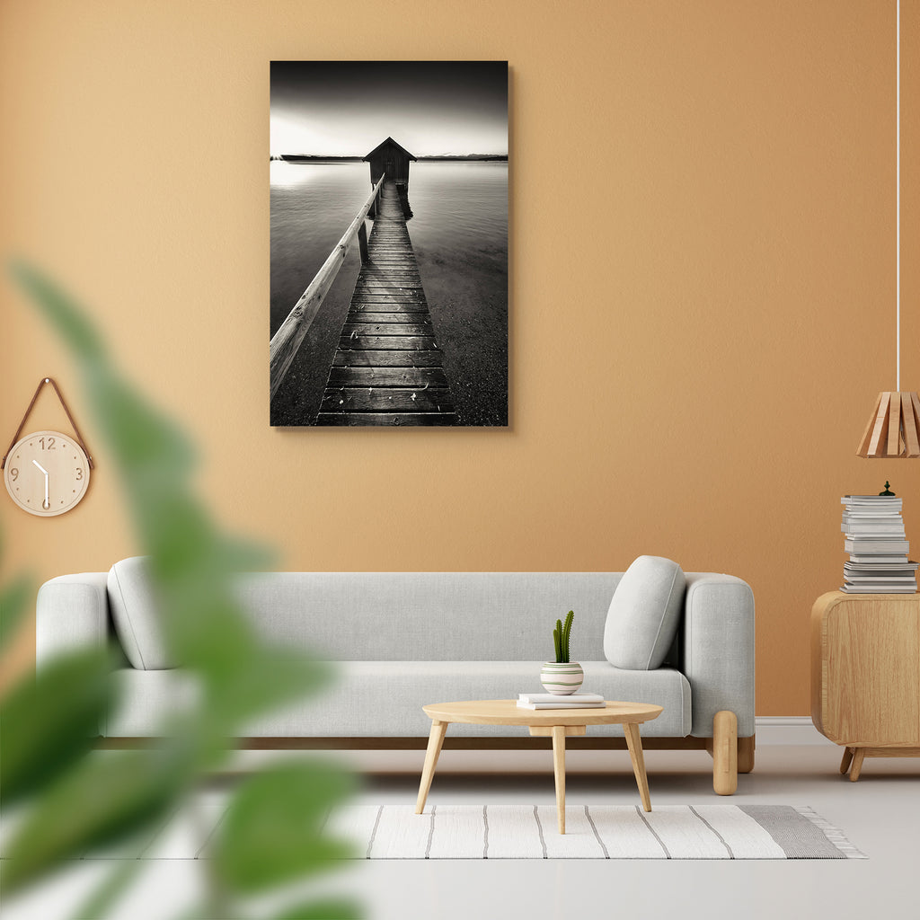 Old Wooden Boathouse At A Lake Peel & Stick Vinyl Wall Sticker-Laminated Wall Stickers-ART_VN_UN-IC 5006499 IC 5006499, Black and White, Landscapes, Nature, Perspective, Photography, Scenic, White, old, wooden, boathouse, at, a, lake, peel, stick, vinyl, wall, sticker, black, and, banister, blue, bridge, brown, cabin, clear, sky, color, image, dawn, day, dusk, evening, full, handrail, horizon, house, hut, idyllic, jetty, landscape, monochrome, morning, nobody, obsolete, one, object, outdoors, pier, river, r