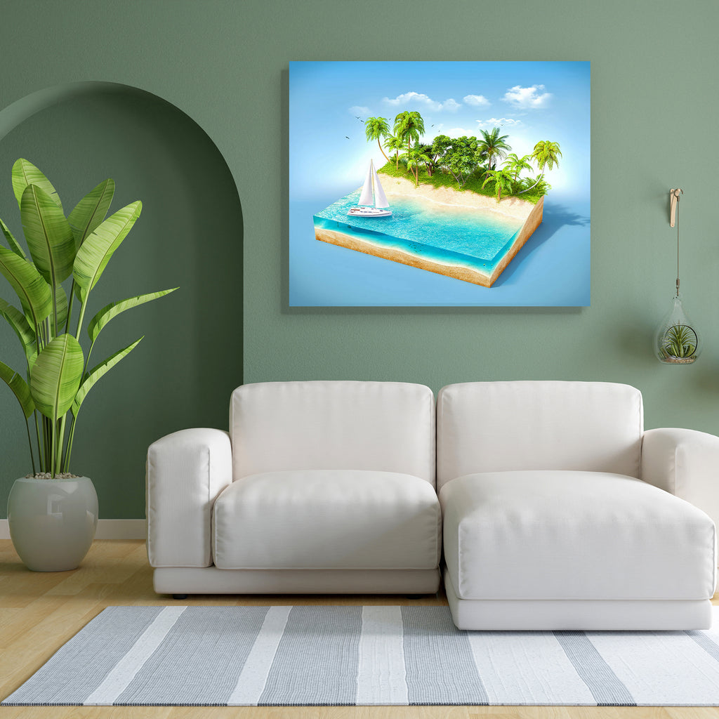 Tropical Island With Water & Palms On A Beach D1, Art and Paintings, Automobiles, Boats, Cross, Holidays, Illustrations, Landscapes, Nature, Nautical, Scenic, Signs, Signs and Symbols, Transportation, Travel, Tropical, Vehicles, adhesive, bed, big, cupboard, decal, decor, dining, furniture, home, house, item, kids, kitchen, large, office, painting, paper, poster, pvc, room, self, sticker, vinyl, wall, wallpaper, waterproof, , , , 
