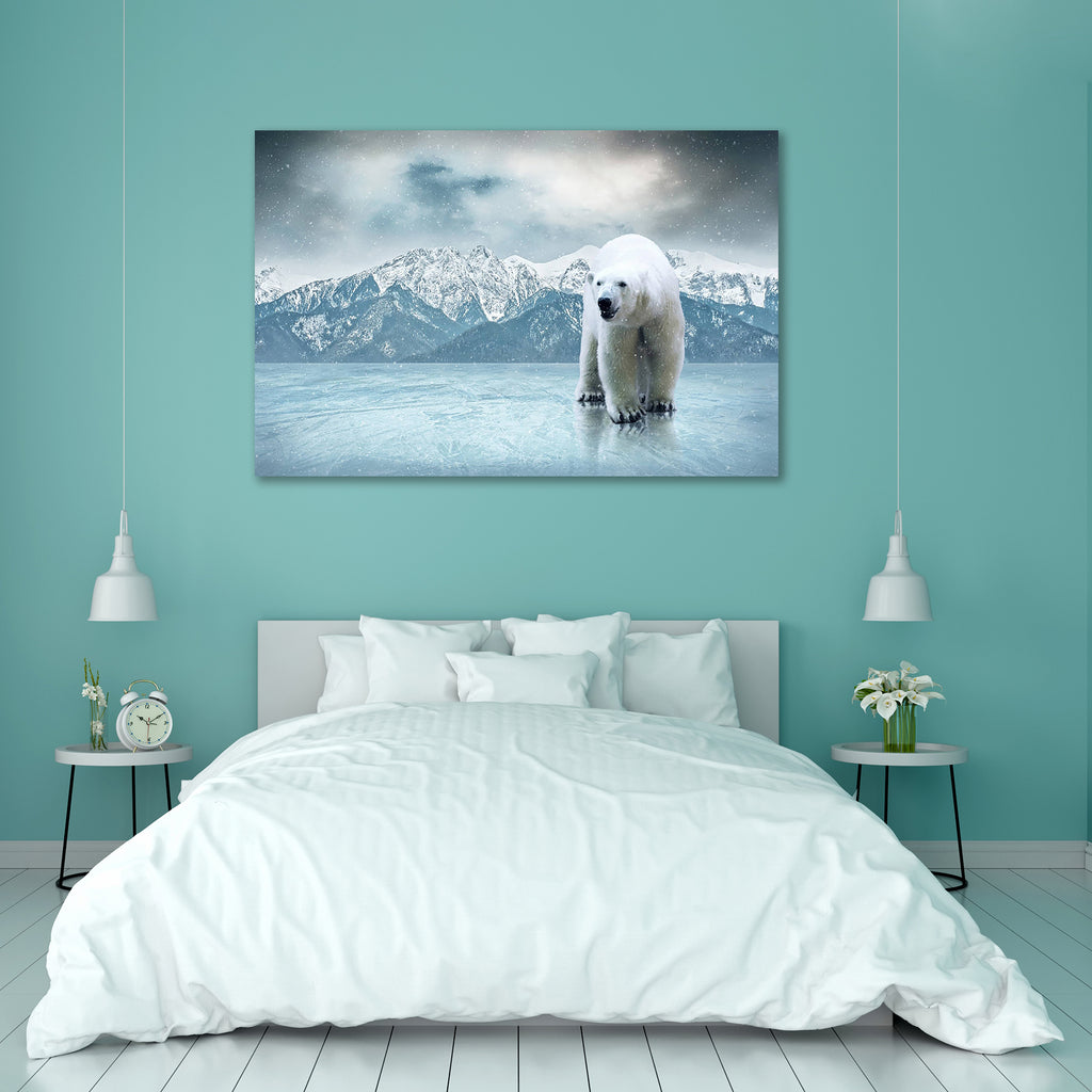 White Polar Bear On The Ice, Animals, Black and White, Nature, Scenic, White, Wildlife, adhesive, bed, big, cupboard, decal, decor, dining, furniture, home, house, item, kids, kitchen, large, office, painting, paper, poster, pvc, room, self, sticker, vinyl, wall, wallpaper, waterproof, , , , 