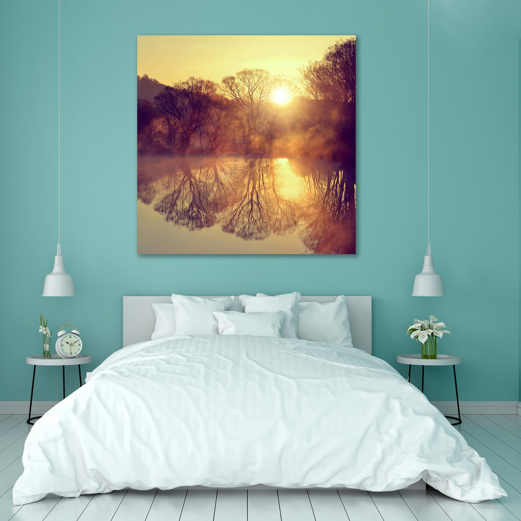 Sunrise Over The Pond Peel & Stick Vinyl Wall Sticker-Laminated Wall Stickers-ART_VN_UN-IC 5006669 IC 5006669, Landscapes, Nature, Rural, Scenic, Sunrises, sunrise, over, the, pond, peel, stick, vinyl, wall, sticker, beams, calm, colorful, countryside, dawn, early, fog, foggy, forest, gold, haze, horizon, lake, landscape, light, mirror, mist, morning, rays, reflection, shine, silhouette, spring, summer, sun, sunbeams, sunlight, sunny, sunrays, sunshine, tree, view, vivid, water, woodland, artzfolio, wall st