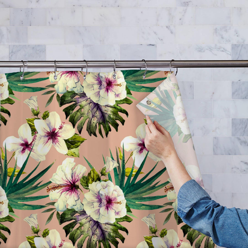 Watercolor Hibiscus D3, Ancient, Art and Paintings, Black and White, Botanical, Digital, Digital Art, Floral, Flowers, Graphic, Hawaiian, Historical, Illustrations, Medieval, Nature, Patterns, Scenic, Signs, Signs and Symbols, Tropical, Vintage, Watercolour, White, 108 inch, 6feet, 72inch, 7feet, 84 inch, bathroom, bathtub, curtain, custom, dark, design, eyelet, home, hotel, plastic, polyester, pvc, set of 2, shower, single, vinyl, washable, washroom, waterproof, , , , 