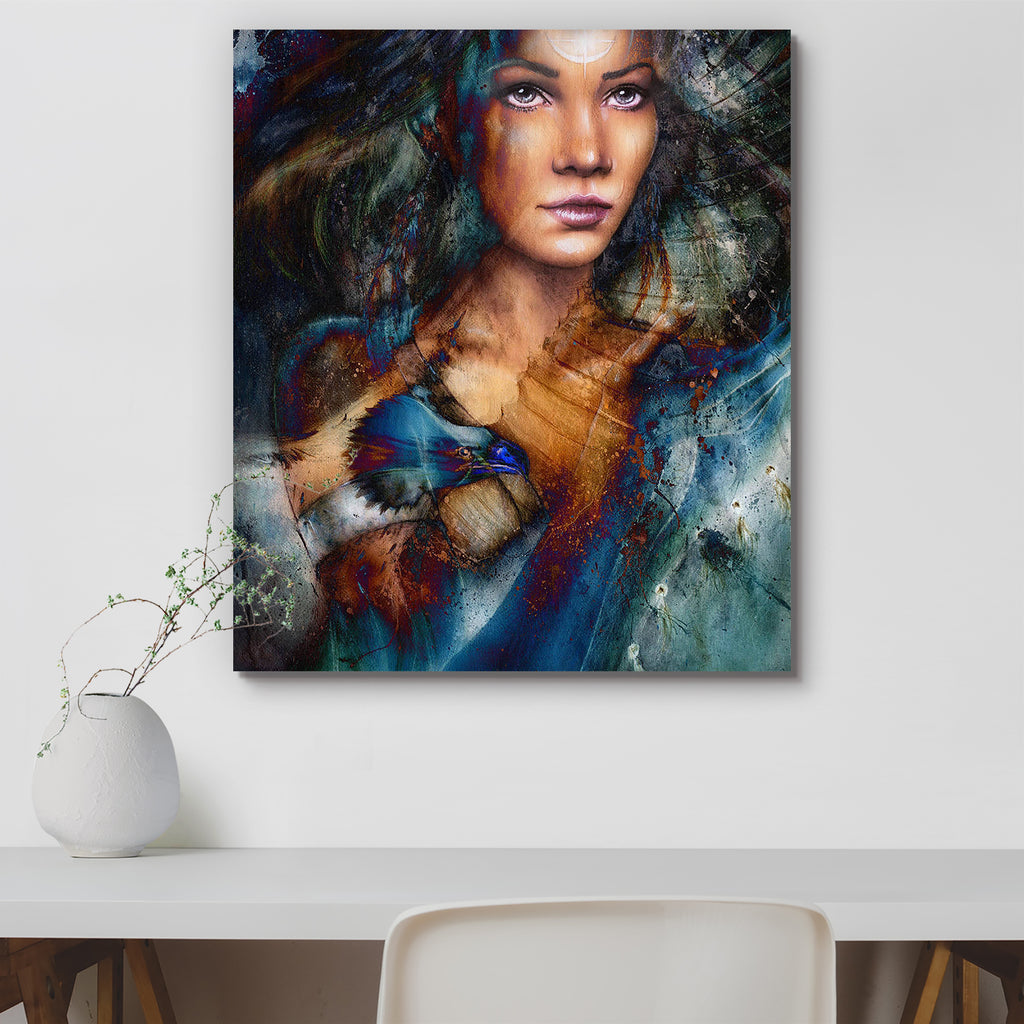 Indian Woman With Feather Peel & Stick Vinyl Wall Sticker-Laminated Wall Stickers-ART_VN_UN-IC 5006737 IC 5006737, Abstract Expressionism, Abstracts, American, Ancient, Art and Paintings, Black, Black and White, Culture, Drawing, Ethnic, Fantasy, Historical, Illustrations, Indian, Medieval, Paintings, Semi Abstract, Spiritual, Traditional, Tribal, Vintage, White, World Culture, woman, with, feather, peel, stick, vinyl, wall, sticker, native, indians, art, warrior, abstract, america, artwork, background, bea