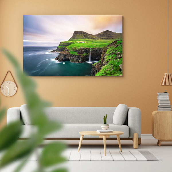 Waterfall in Faroe Islands, Denmark Peel & Stick Vinyl Wall Sticker-Laminated Wall Stickers-ART_VN_UN-IC 5006864 IC 5006864, Countries, Landscapes, Mountains, Nature, Scandinavian, Scenic, Sunrises, Sunsets, waterfall, in, faroe, islands, denmark, peel, stick, vinyl, wall, sticker, for, home, decoration, landscape, iceland, scenery, island, beautiful, atlantic, background, beauty, breathtaking, calm, cliff, clouds, cloudy, coast, coastal, cold, country, countryside, danish, dusk, grass, layers, long, exposu