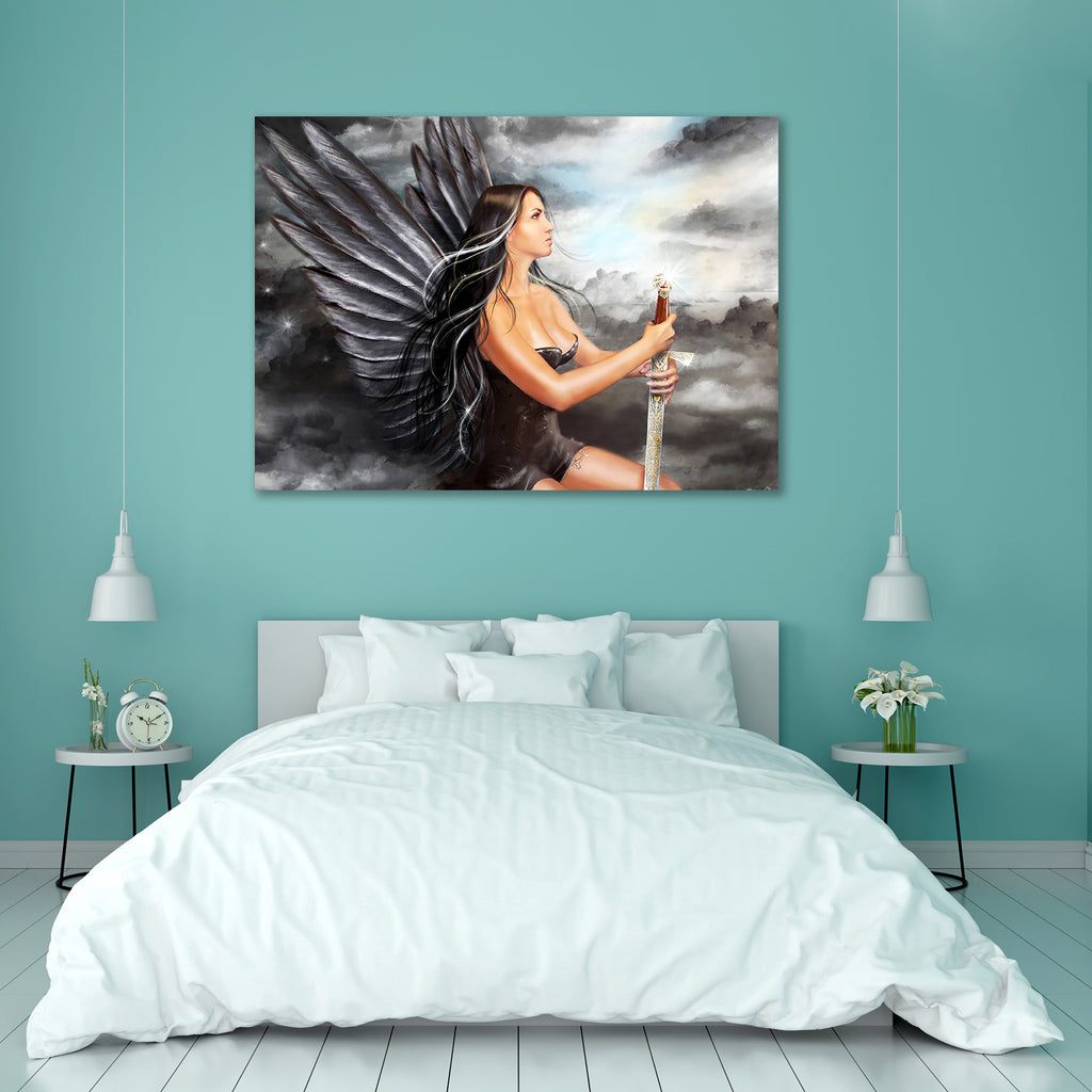 Black Angel Peel & Stick Vinyl Wall Sticker-Laminated Wall Stickers-ART_VN_UN-IC 5006911 IC 5006911, Black, Black and White, Fantasy, Illustrations, angel, peel, stick, vinyl, wall, sticker, illustration, artzfolio, wall sticker, wall stickers, wallpaper sticker, wall stickers for bedroom, wall decoration items for bedroom, wall decor for bedroom, wall stickers for hall, wall stickers for living room, vinyl stickers for wall, vinyl stickers for furniture, wall decal, wall stickers for kids, vinyl wall stick