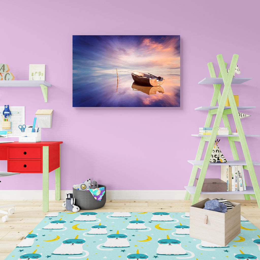 Lonely Boat Peel & Stick Vinyl Wall Sticker-Laminated Wall Stickers-ART_VN_UN-IC 5006955 IC 5006955, Boats, Landscapes, Nature, Nautical, Scenic, Space, Sunrises, Sunsets, lonely, boat, peel, stick, vinyl, wall, sticker, sea, calm, ocean, serene, alone, atmosphere, background, beautiful, beauty, blue, cloud, dusk, early, horizon, landscape, light, lone, meditation, mirror, morning, night, outdoor, peace, peaceful, recreation, reflection, romantic, silent, single, sky, smooth, solitude, summer, sun, sunlight