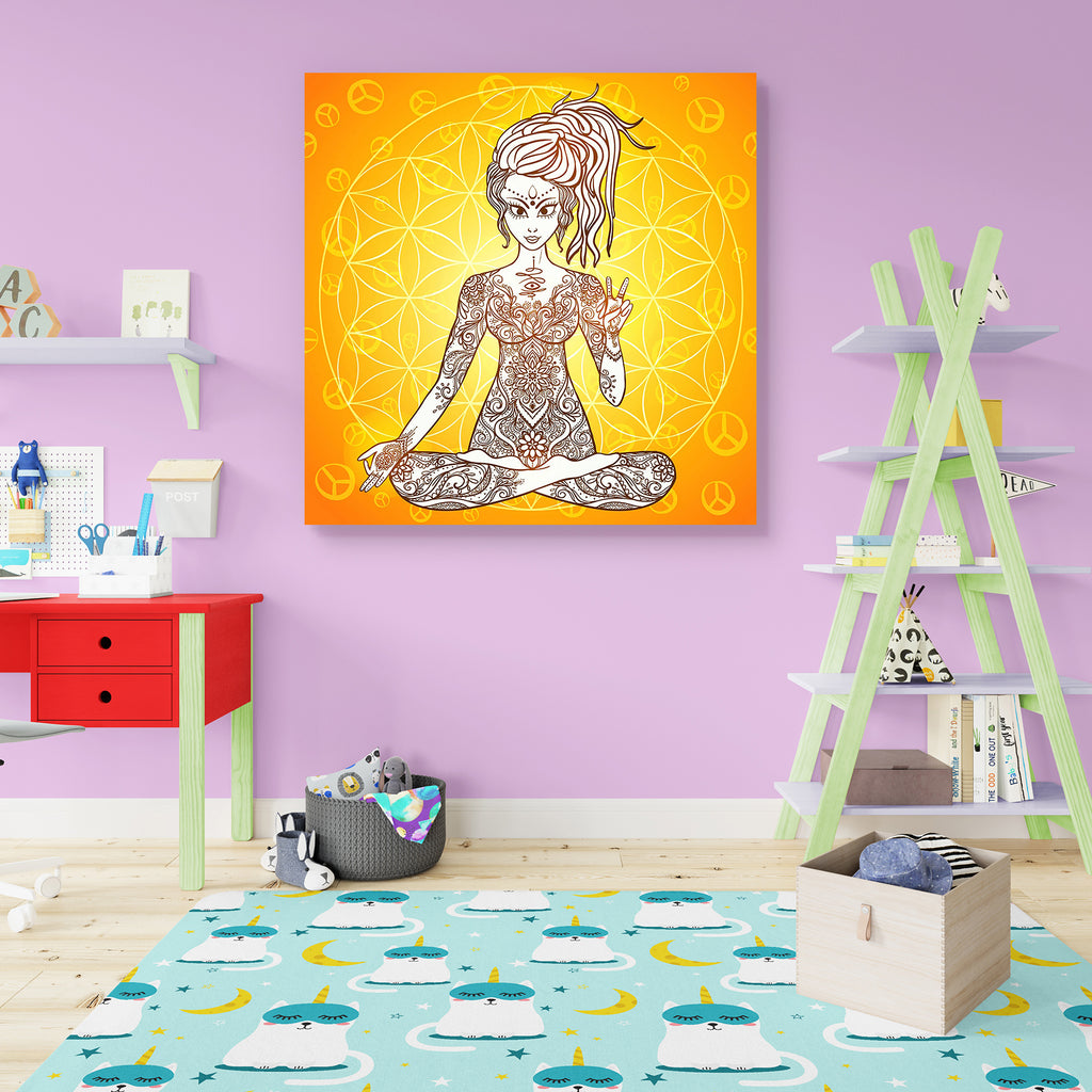Girl Meditates In The Lotus Position D1 Peel & Stick Vinyl Wall Sticker-Laminated Wall Stickers-ART_VN_UN-IC 5007017 IC 5007017, Art and Paintings, Botanical, Culture, Ethnic, Floral, Flowers, Geometric, Geometric Abstraction, Hearts, Indian, Love, Mandala, Nature, Retro, Spiritual, Traditional, Tribal, World Culture, girl, meditates, in, the, lotus, position, d1, peel, stick, vinyl, wall, sticker, afro, hair, dreadlocks, dreads, exercise, fitness, flower, of, life, power, geometry, hippie, woman, india, ja